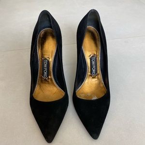 Tom Ford Suede Pump with Gold Heel